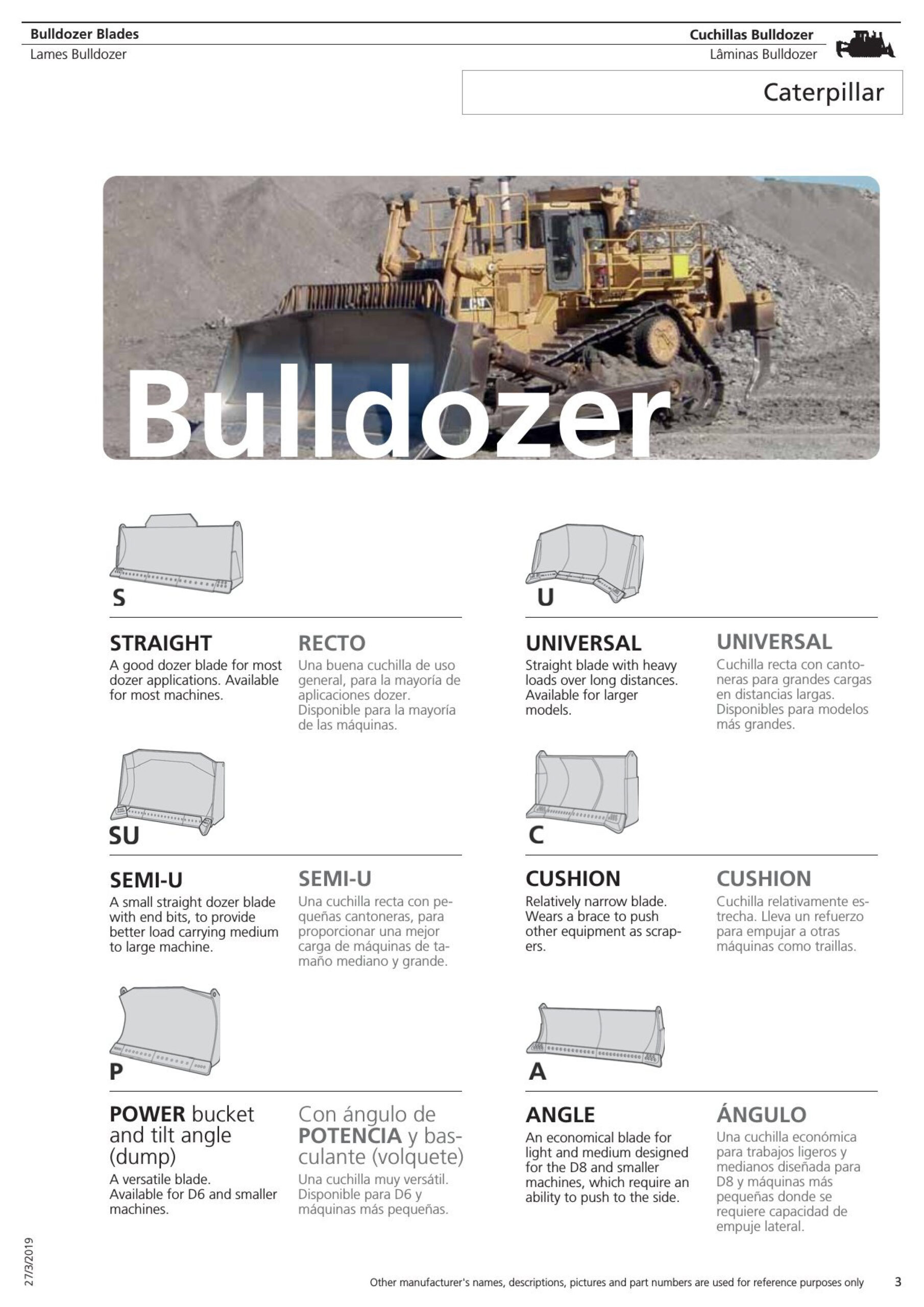Caterpilar dózer vágóélek dokumentum
