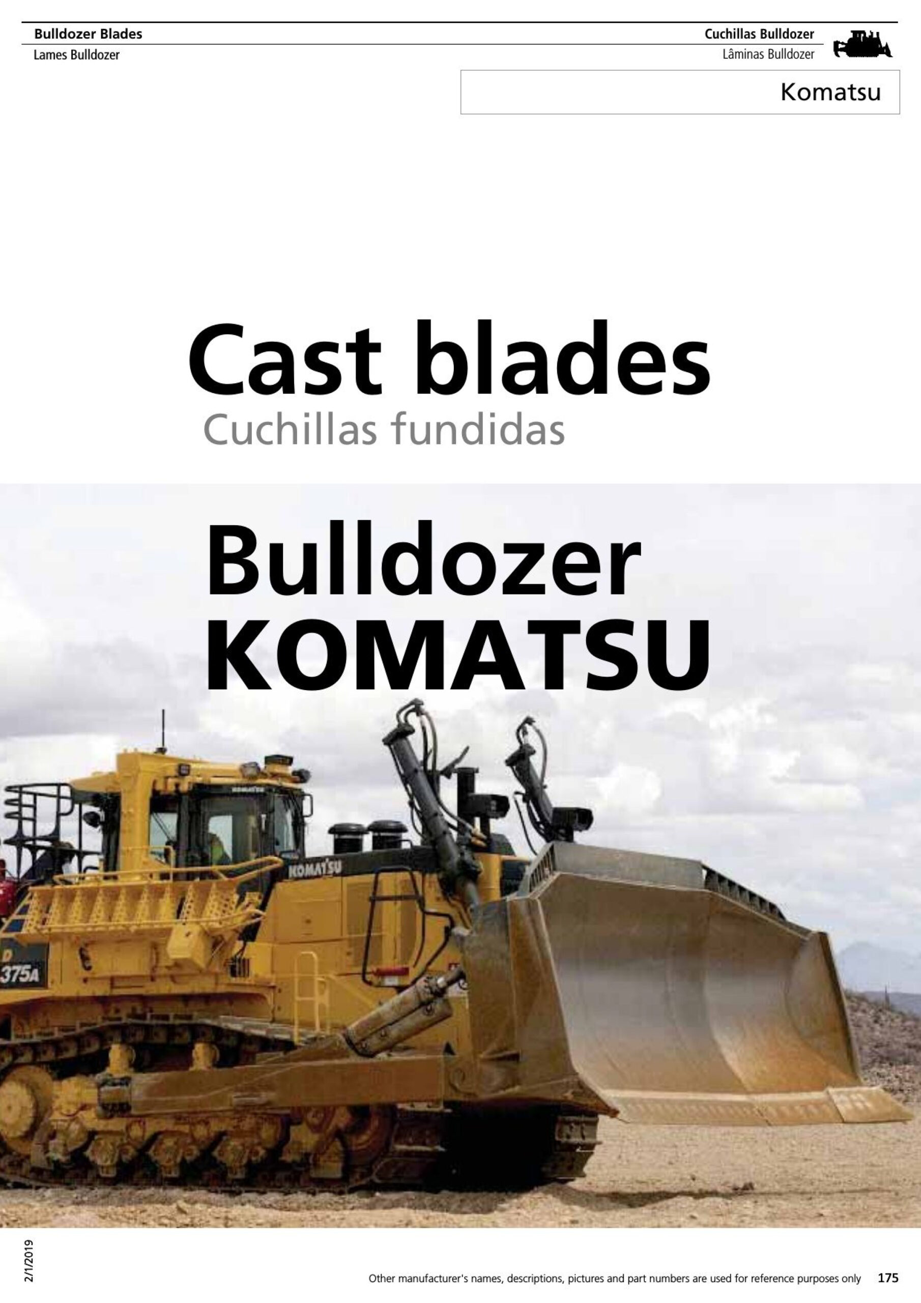 Komatsu bulldózer és rakodógép vágóélek